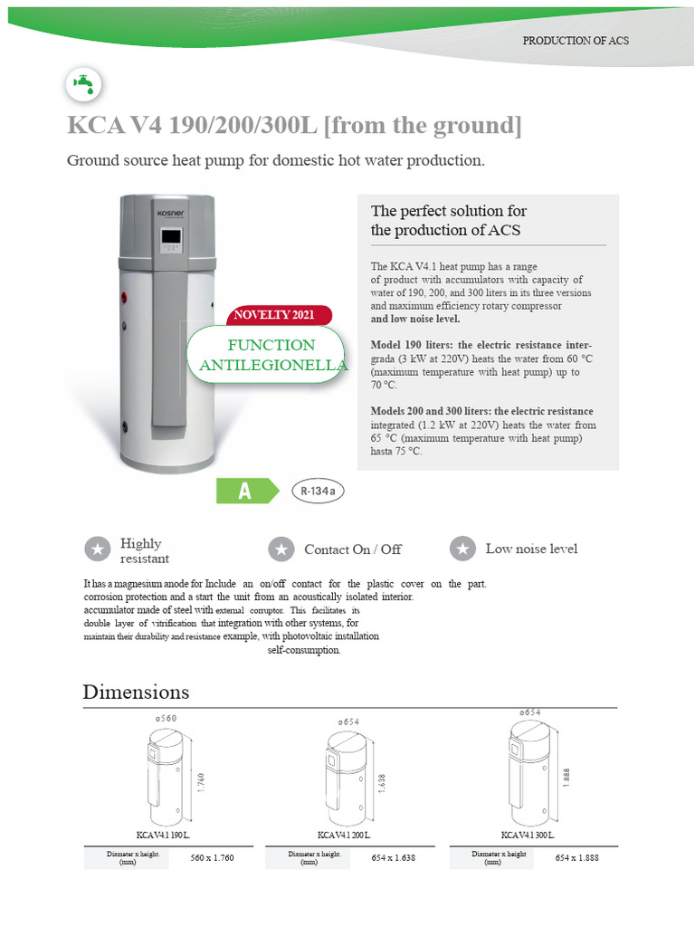 KCA V4.1 Heat Pump for ACS Production | PDF | Heat Pump | Water Heating