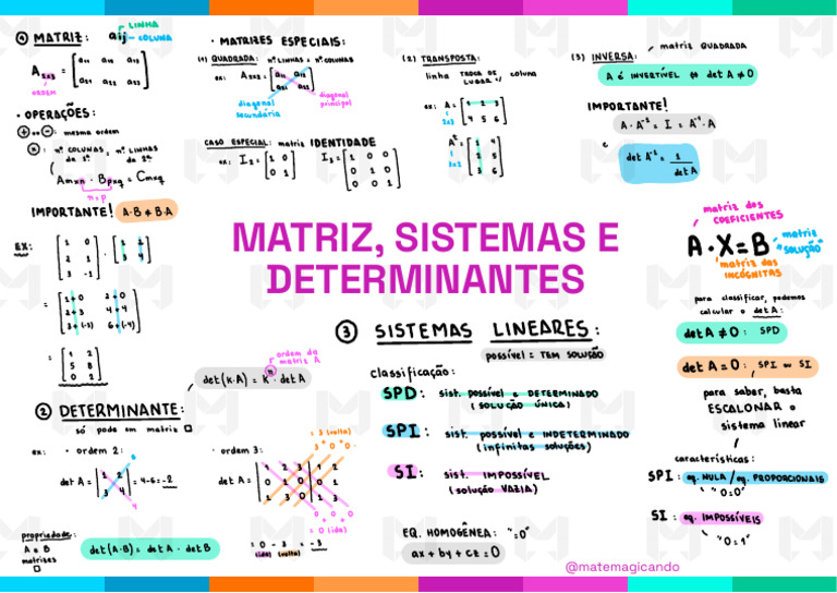 Matrizes e Sistemas Lineares: Determinantes | PDF | Matriz (Matemática ...