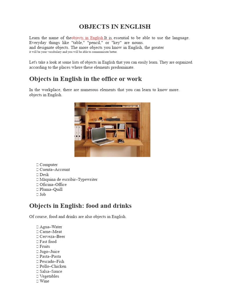 Objects in English | PDF