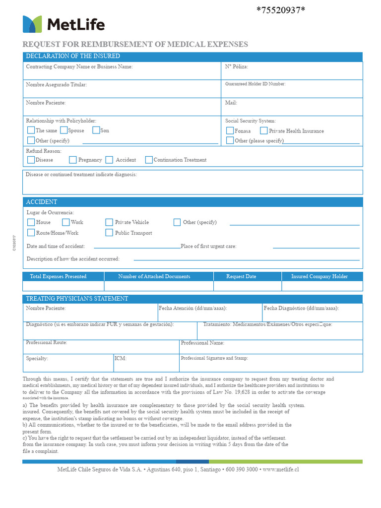 Metlife form | PDF | Insurance | Medical Prescription