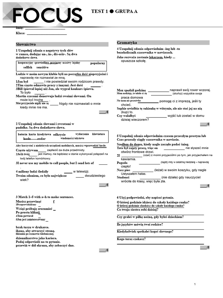 Test 1 Grupa A | PDF