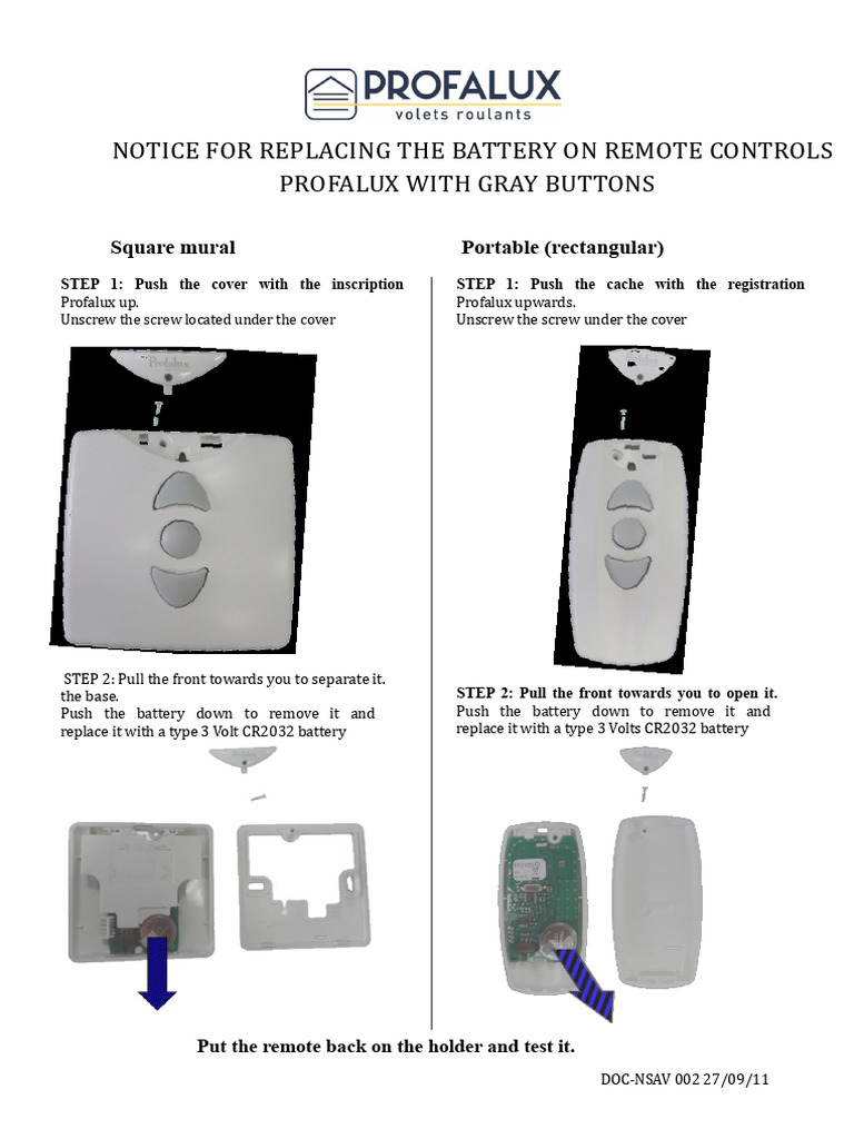 Replacement Battery For Profalux Remote Control Gray Buttons | PDF