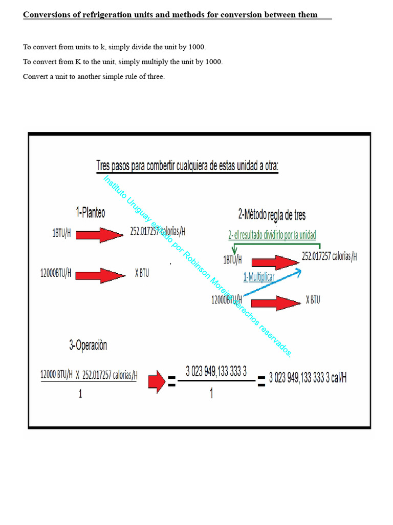 Conversions of Refrigeration Units | PDF | Calorie | British Thermal Unit