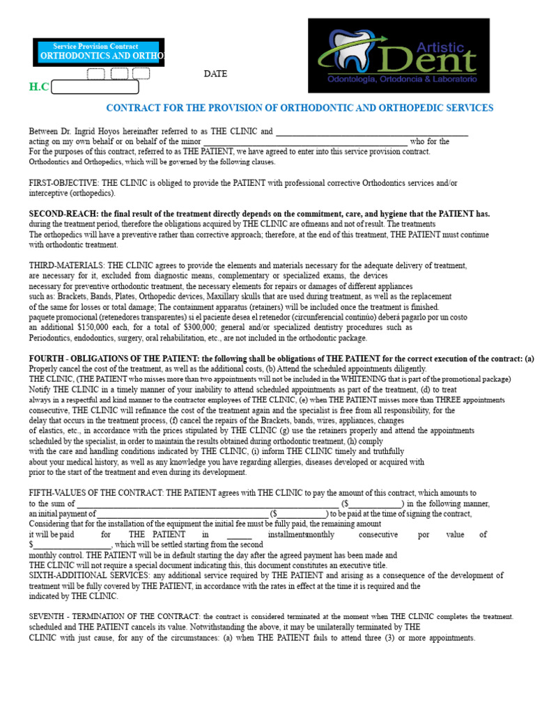 Orto Contract | PDF | Orthodontics | Periodontology