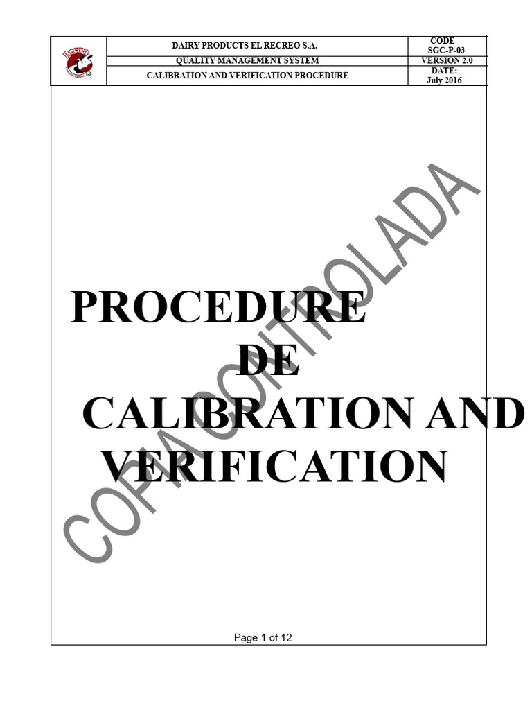 Calibration Procedure Pdf Calibration Weighing Scale