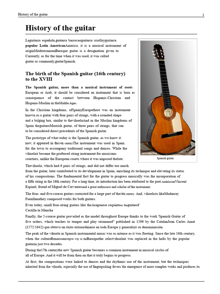 History of The Guitar | PDF | Classical Guitar | Guitars