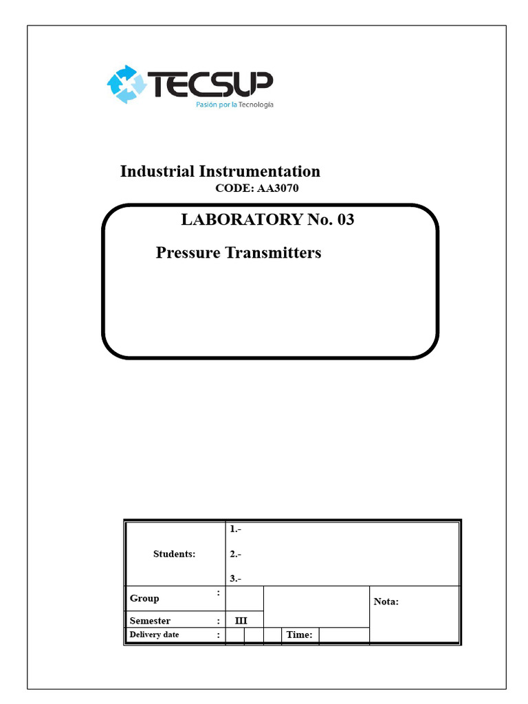 Pressure Transmitter Calibration Lab | PDF | Pressure Measurement ...
