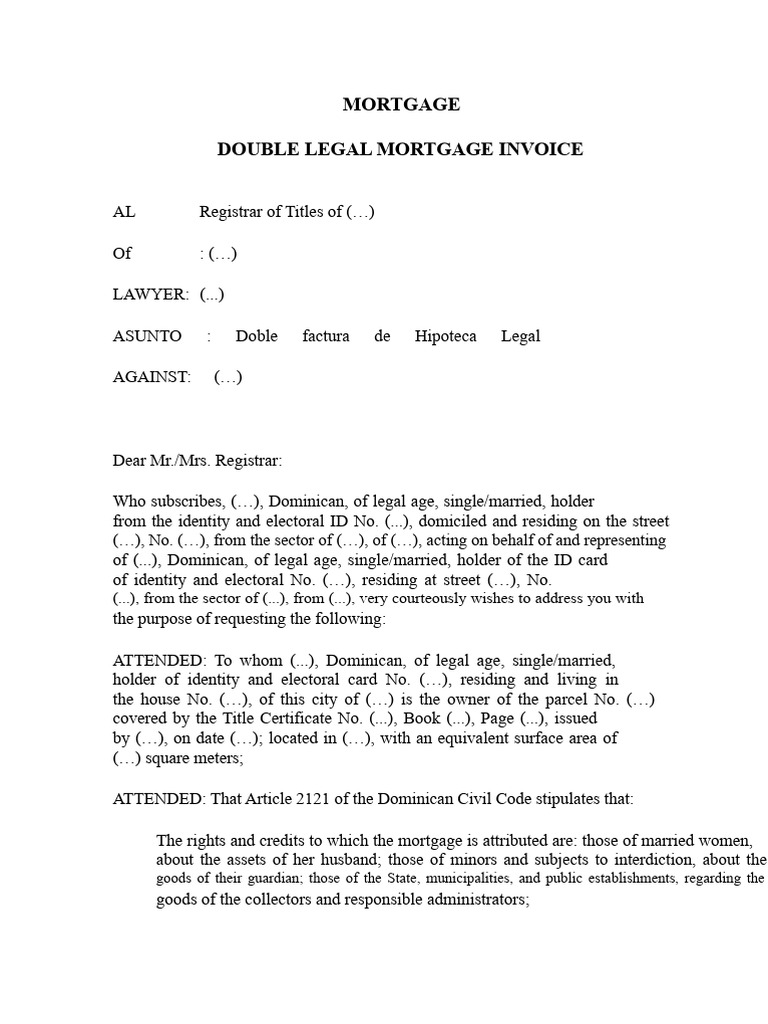 Double Legal Mortgage Invoice | PDF