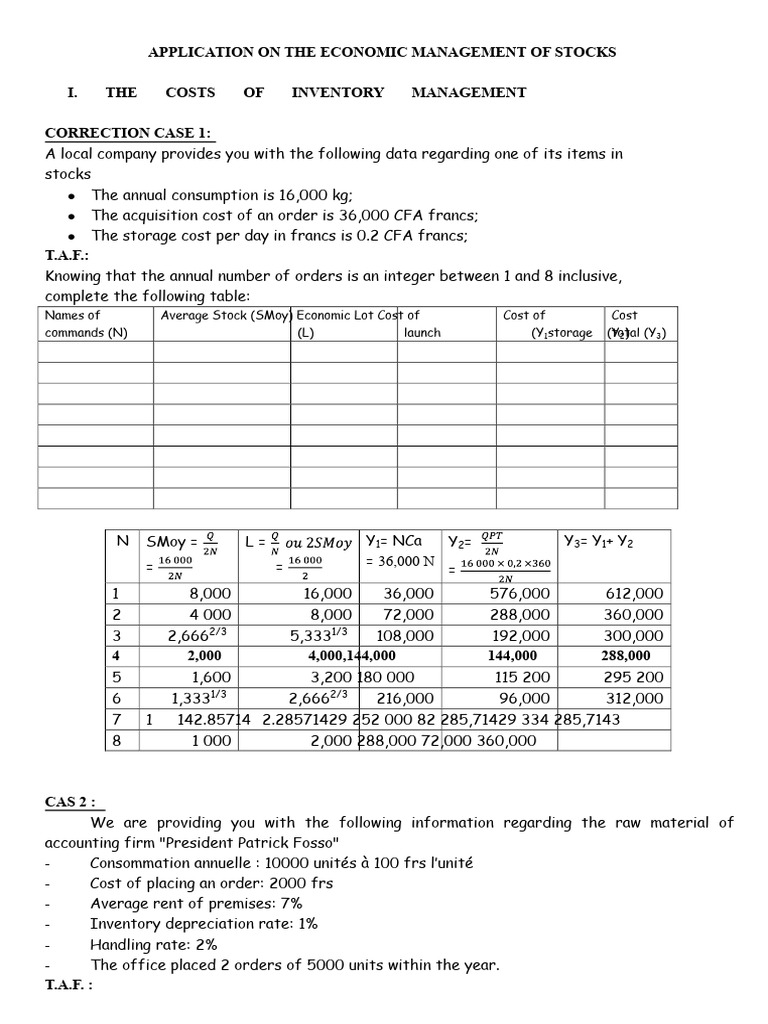 Application On The Economic Management of Stocks | PDF | Inventory ...