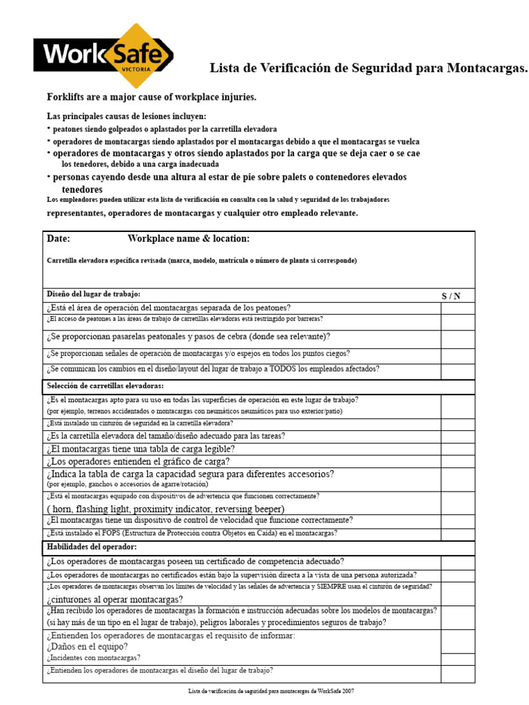 Verificación de Seguridad en Montacargas | PDF | Máquina elevadora