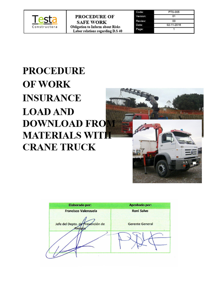 Crane Truck Safety Work Procedure | PDF | Personal Protective Equipment ...