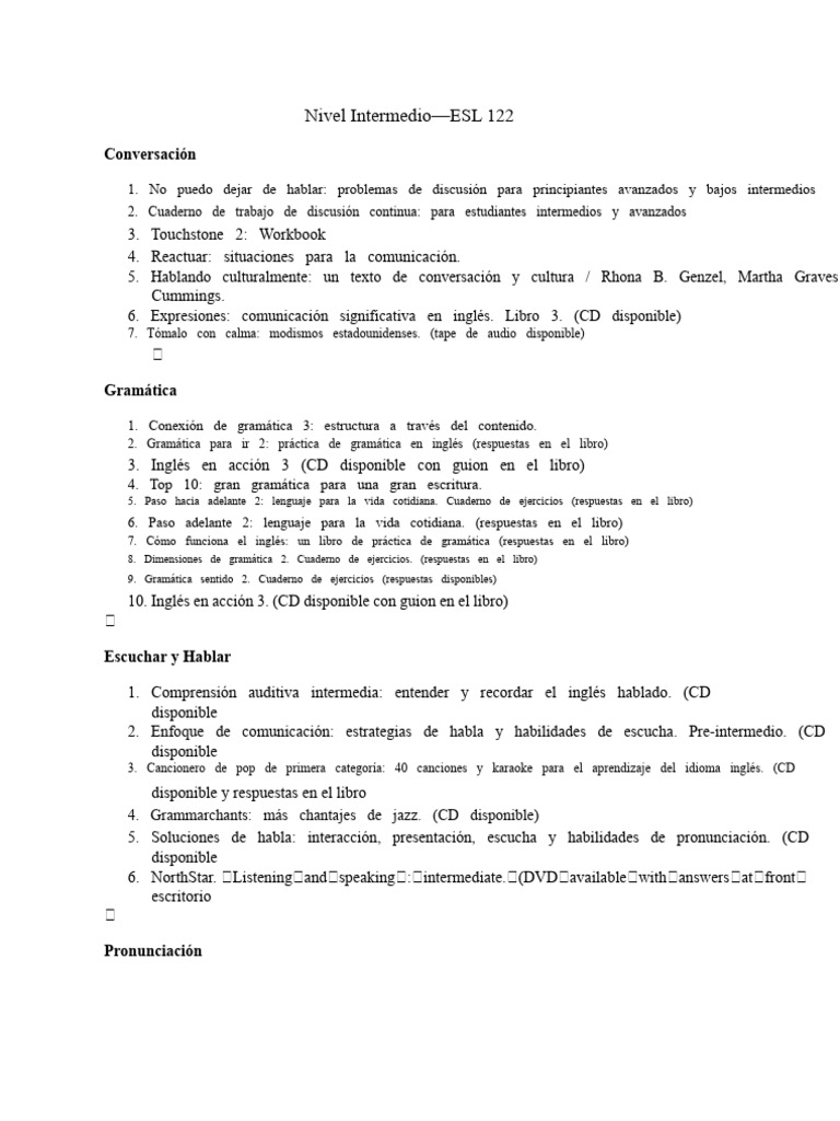Recursos para Estudiantes de Inglés Intermedio | PDF | Lingüística ...