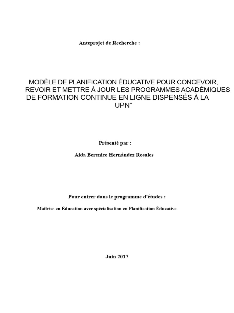Modèle de planification pour l'éducation en ligne | PDF | Planification ...