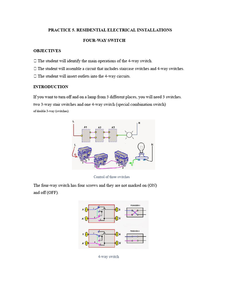 Four-Way Switch Installation Guide | PDF | Switch | Voltage