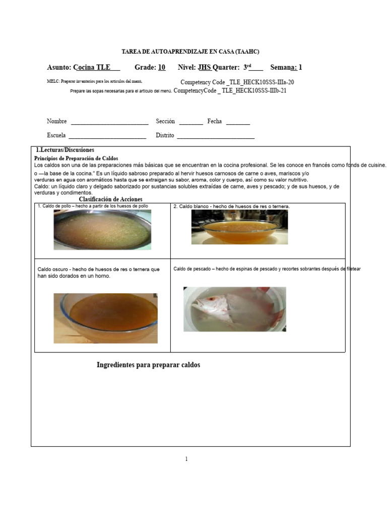 Preparación de Caldos y Sopas en Cocina | PDF | Caldo | Sopa
