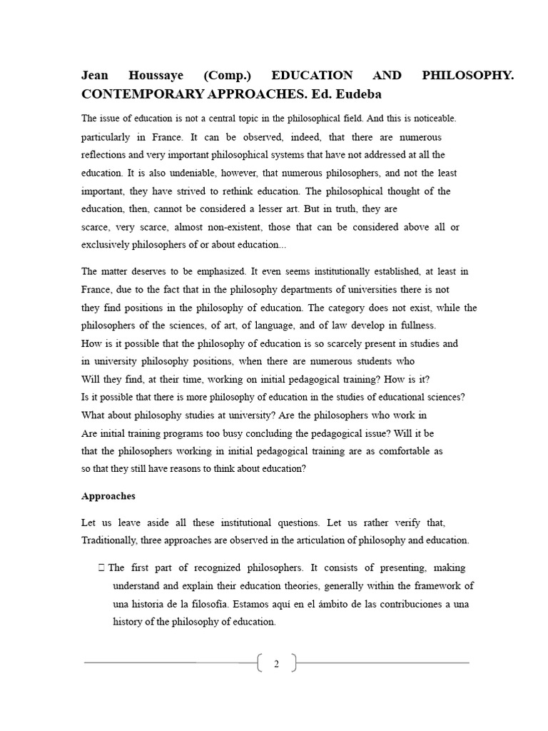 Education and Philosophy Approaches | PDF | Philosophy Of Education ...