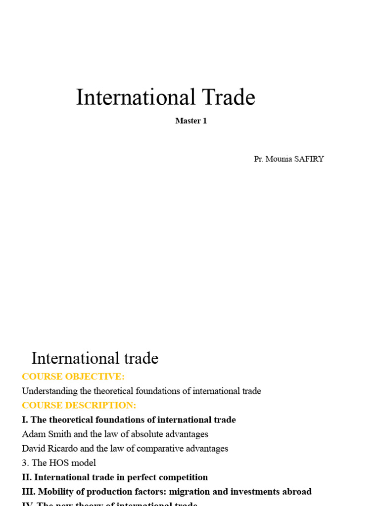 Foundations of International Trade Theory | PDF | Comparative Advantage ...