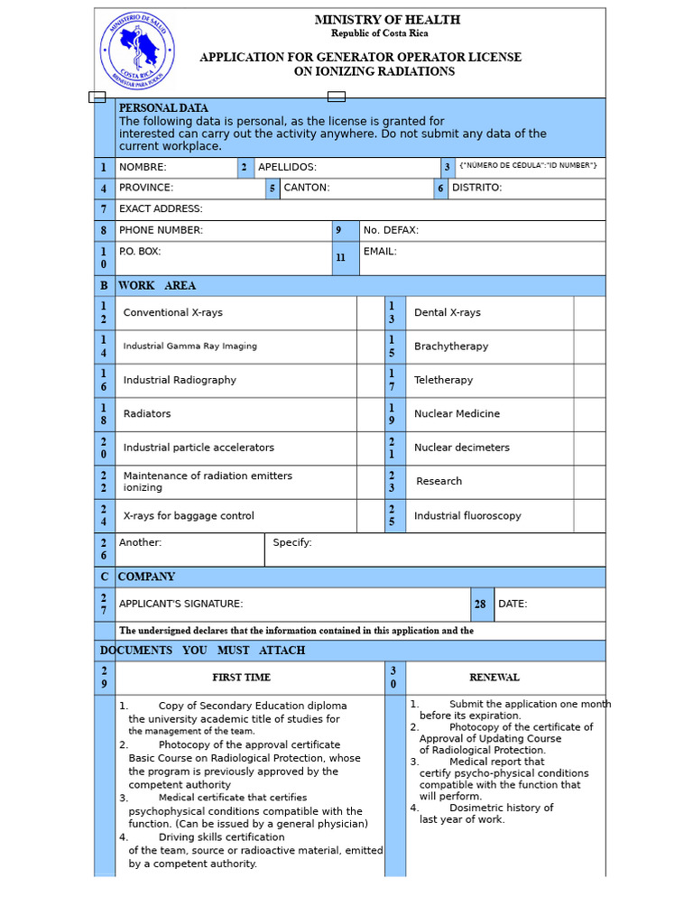 License Application Form | PDF | Radiation | X Ray