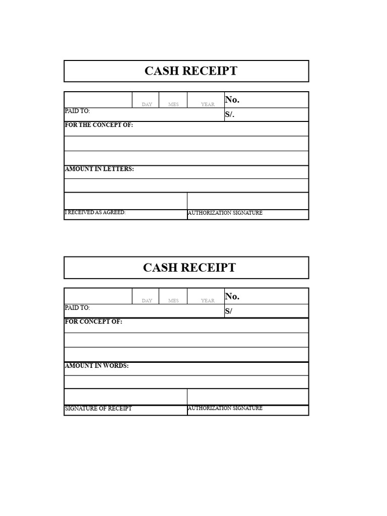 Cash Receipt Template Form | PDF