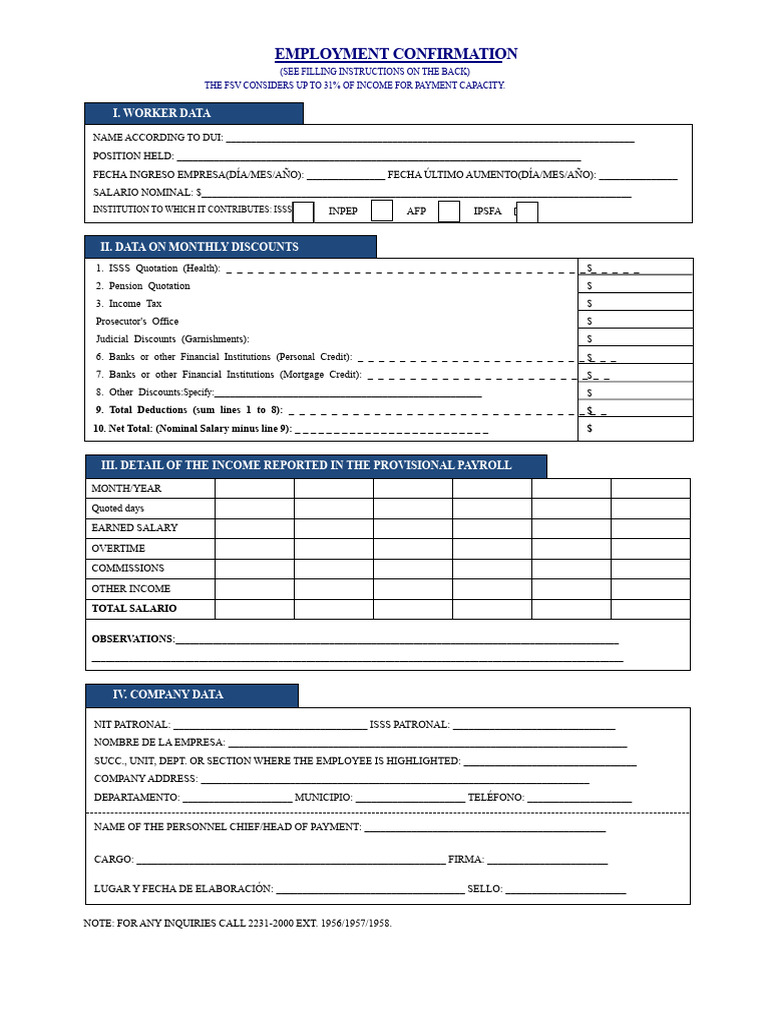 Employment Confirmation Form Template | PDF | Business | Government ...