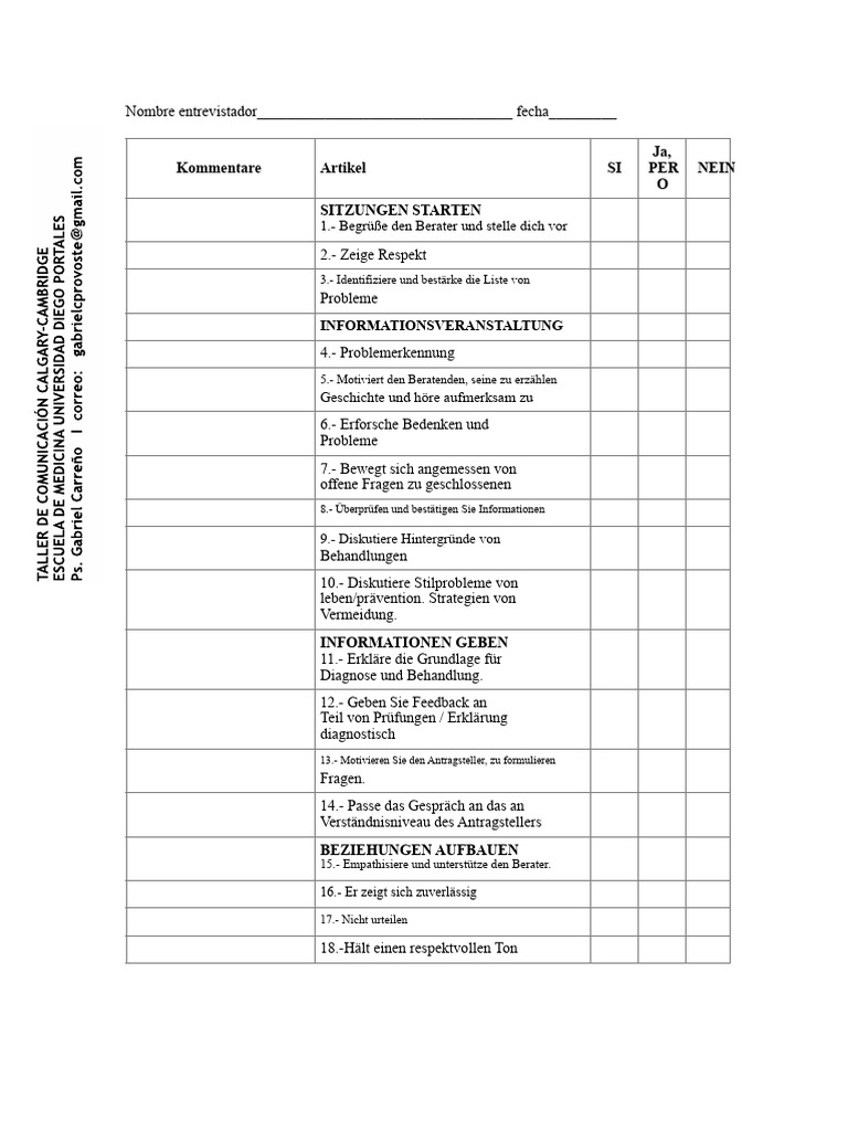 Calgary Cambridge Checkliste | PDF