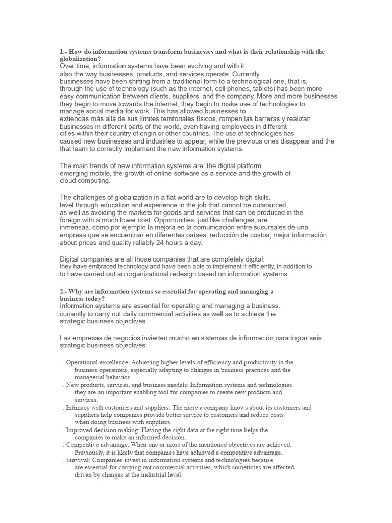 Impact of Information Systems on Business | PDF | Information System ...