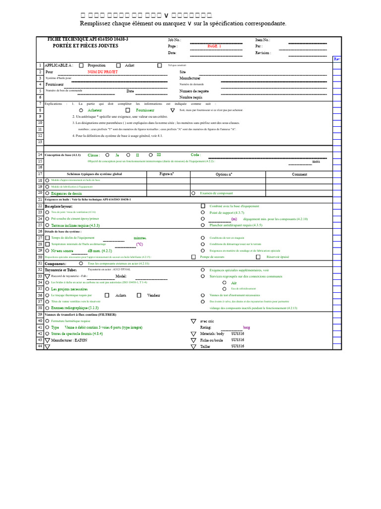 Fiche Technique API 614/ISO 10438-3 | PDF | Soupape | Tuyau