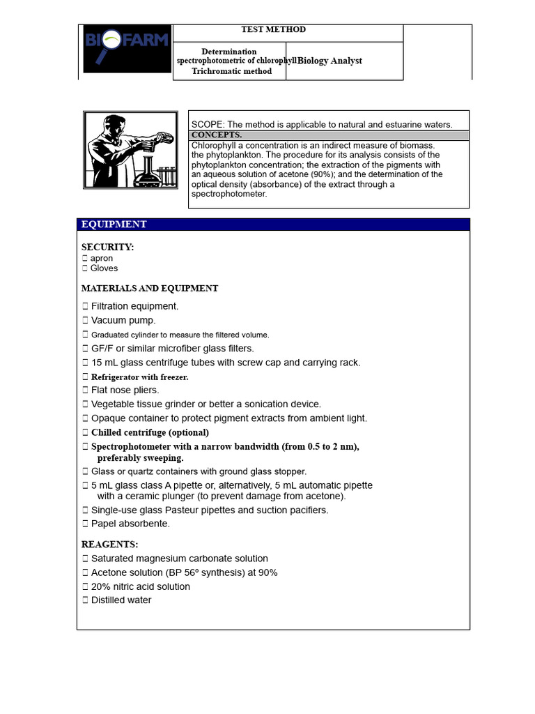Spectrophotometric Chlorophyll Analysis | PDF | Spectrophotometry ...