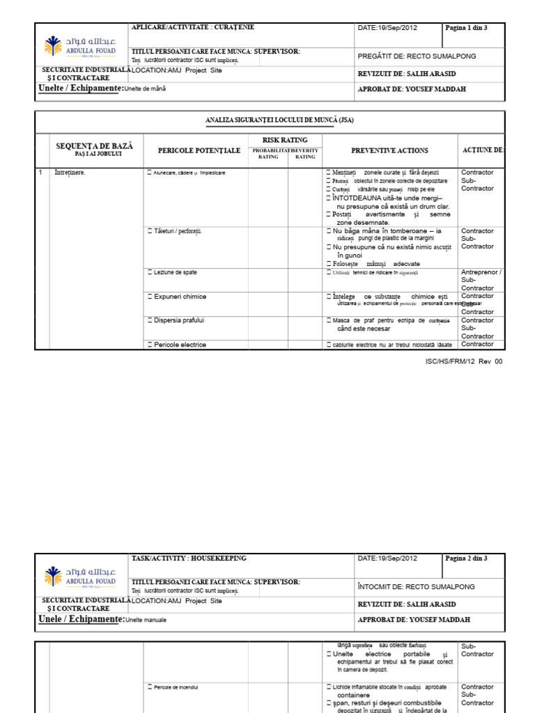 Întreținerea ISC-JSA | PDF