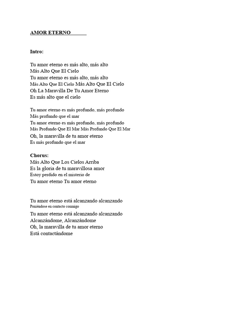 Amor eterno (Letras) | PDF
