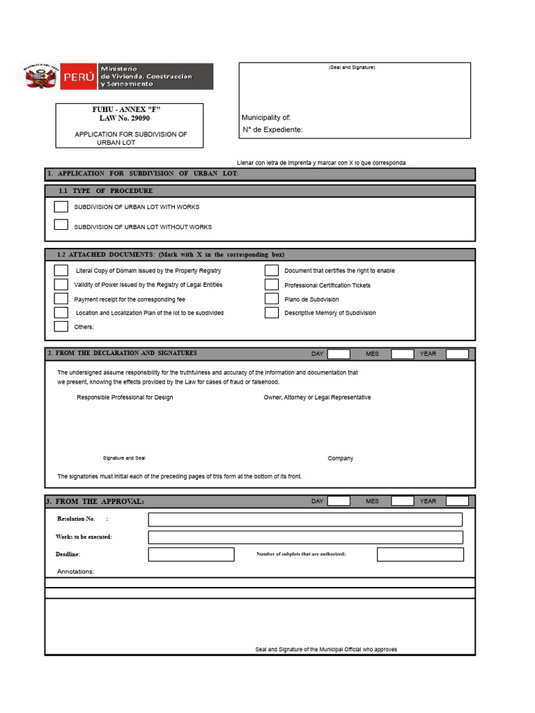 Urban Lot Subdivision Application Form | PDF