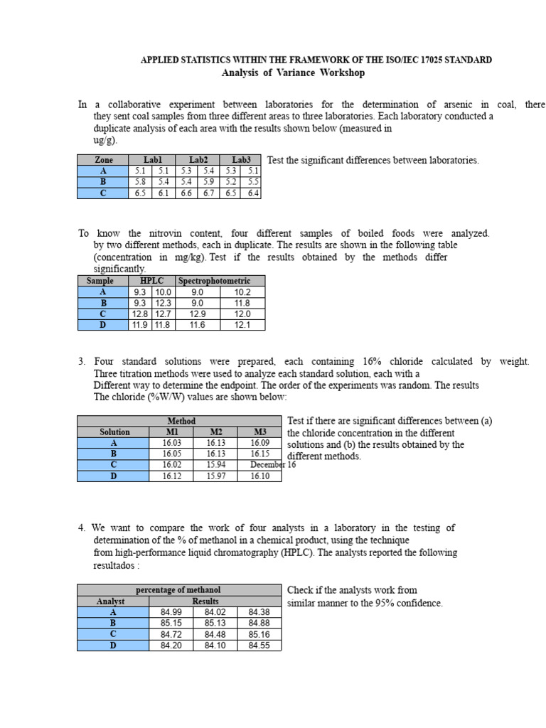 Variance Analysis Workshop_final | PDF | Experiment | Analysis