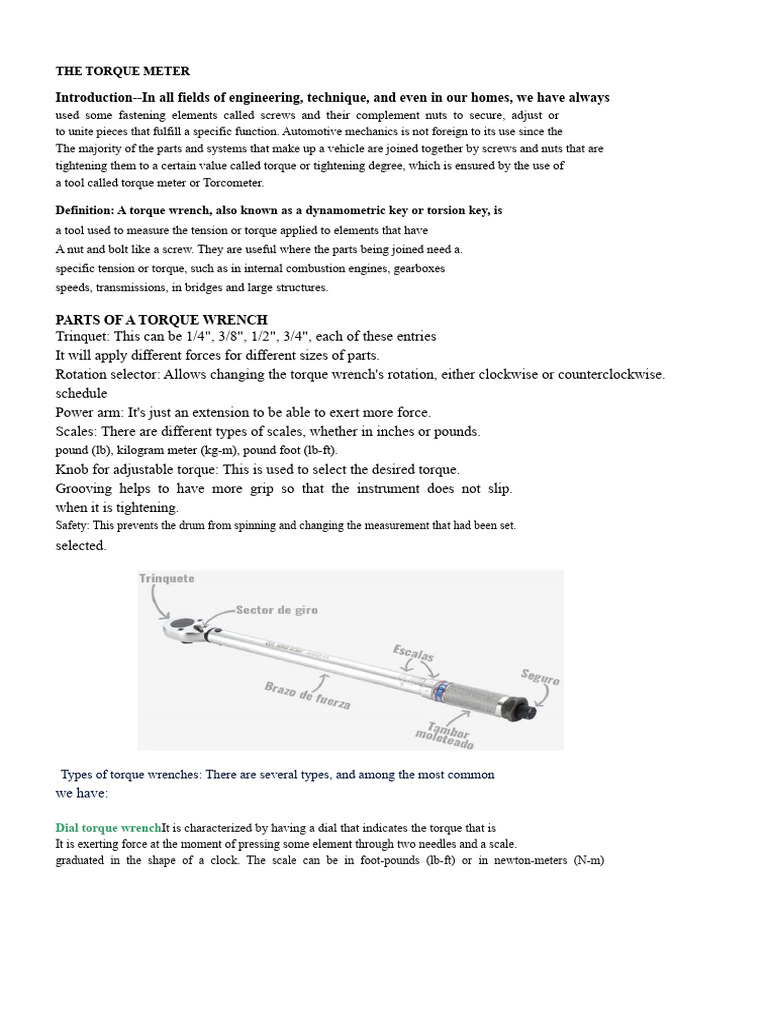 The Torque Meter or Torquemeter | PDF | Torque | Nut (Hardware)
