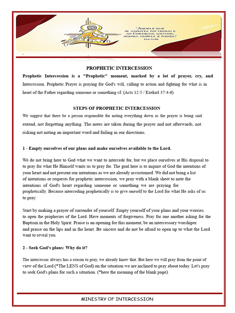 Steps For Prophetic Intercession Pdf Intercession Prayer