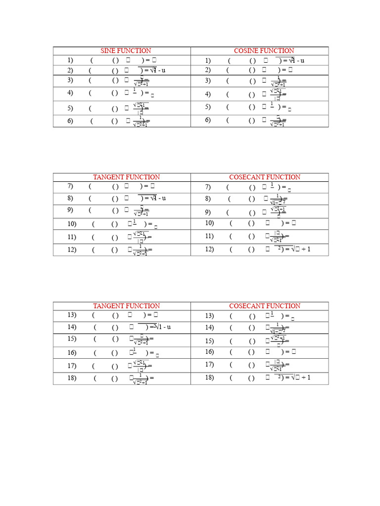 Table of Trigonometric Functions For The Calculation of Arcs | PDF ...