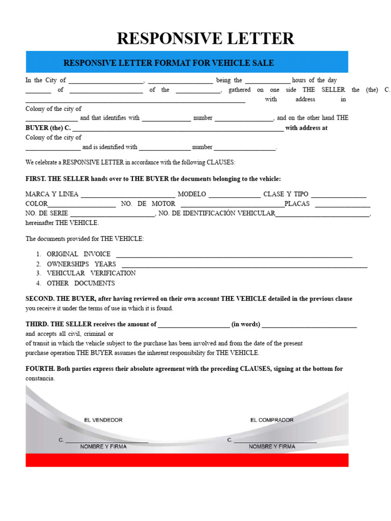 07b178 Format Letter of Responsibility For Vehicle Purchase | PDF