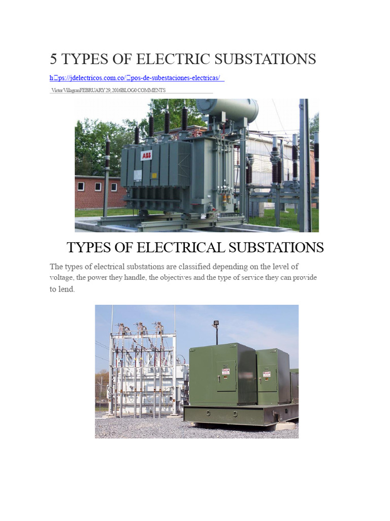 Types of Electric Substations Explained | PDF | Power Electronics ...