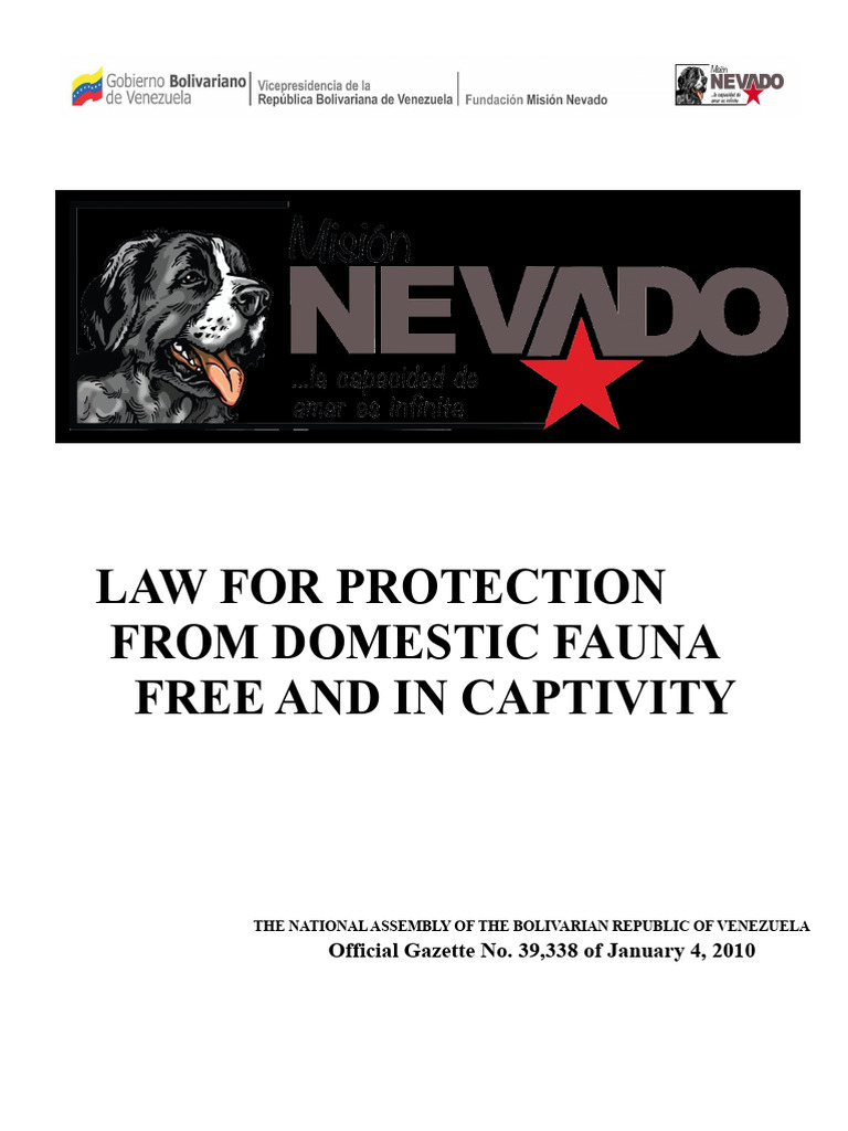 Law For The Protection of Domestic Wildlife in The Wild and in ...