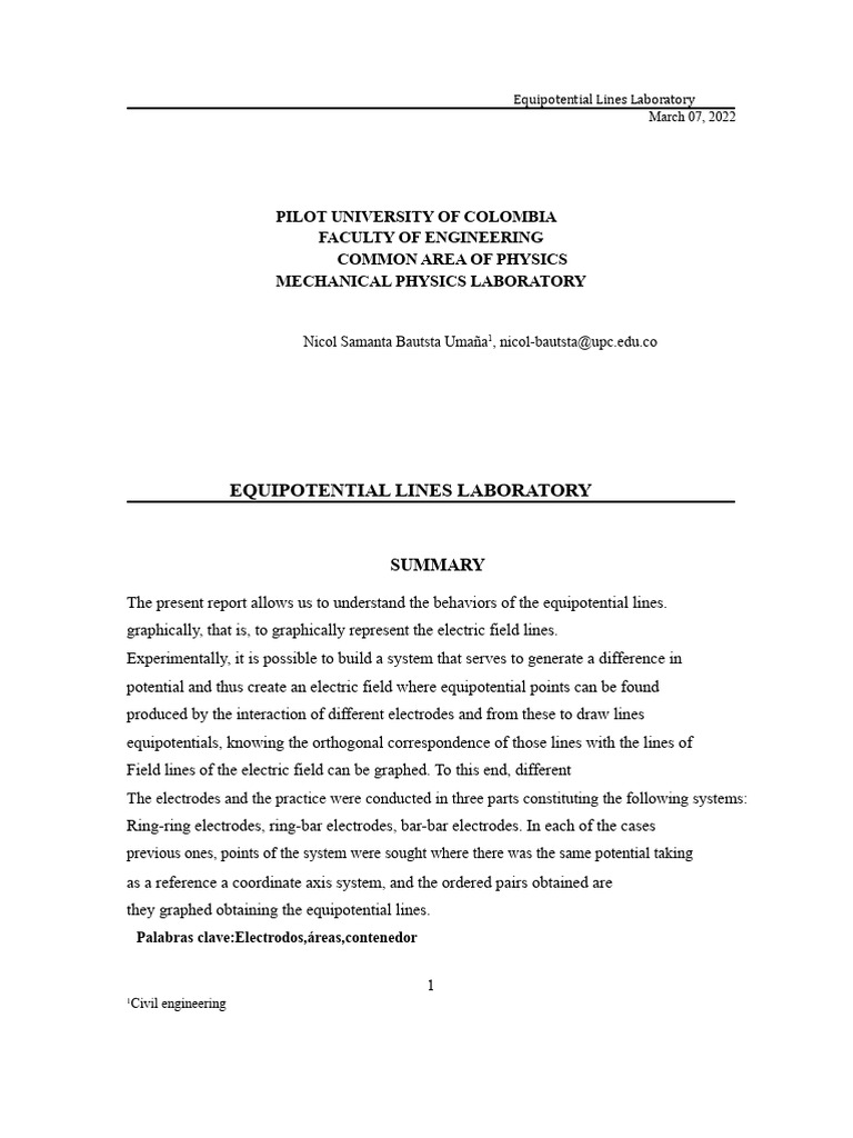 Equipotential Lines Laboratory | PDF | Voltage | Electricity