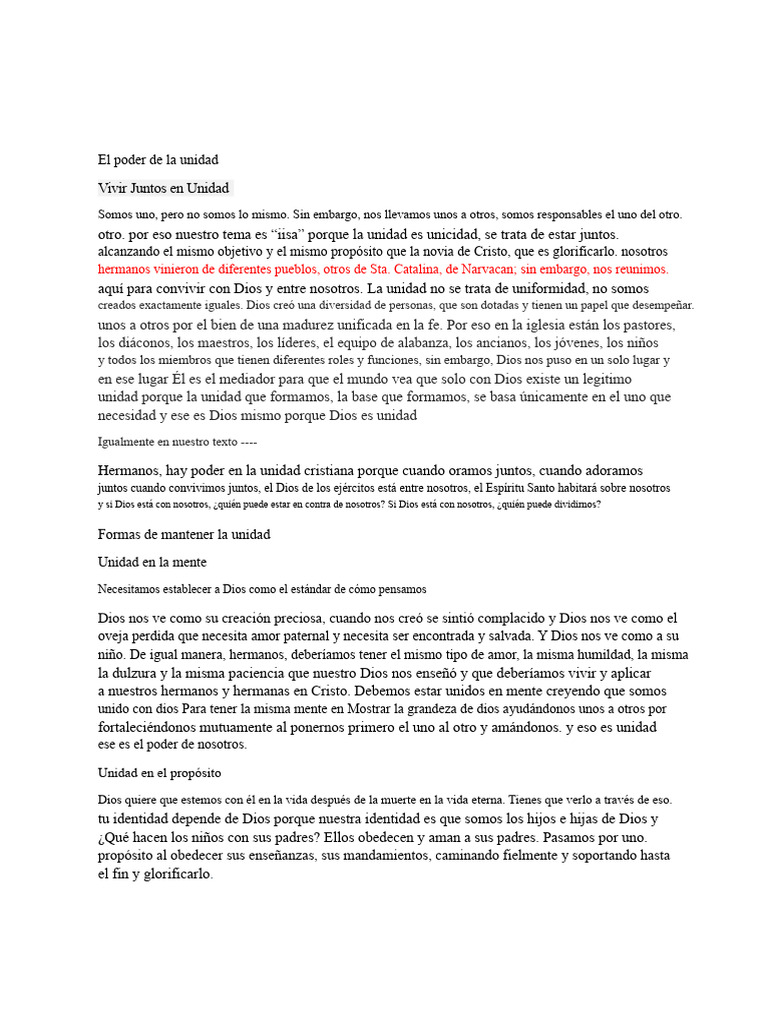 El poder de la unidad | PDF | Dios | Cristo (título)