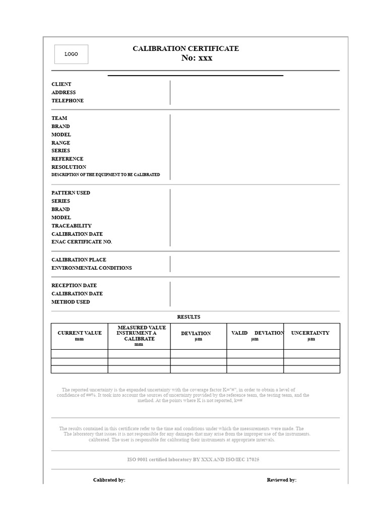Calibration Certificate Overview | PDF