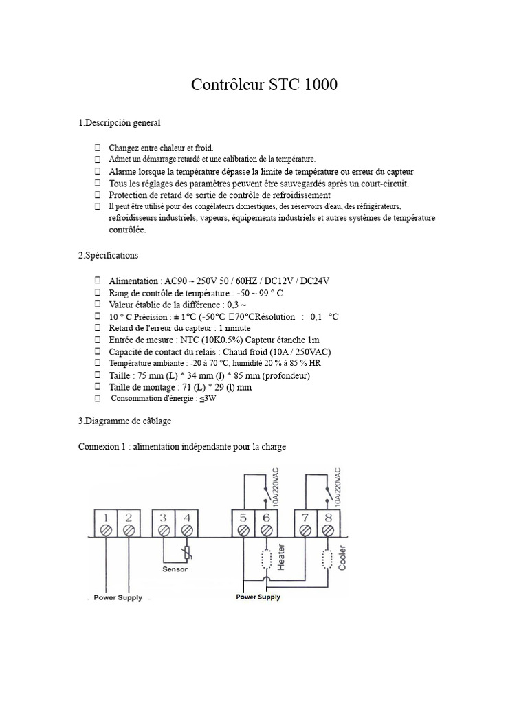Manuel STC-1000 en Français PDF | PDF | Température | Chaleur