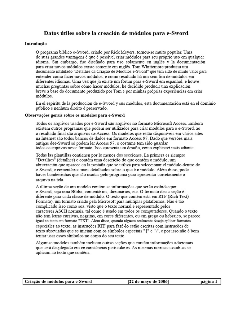 Criação de Módulos para e-Sword | PDF | Microsoft Access | Bíblia