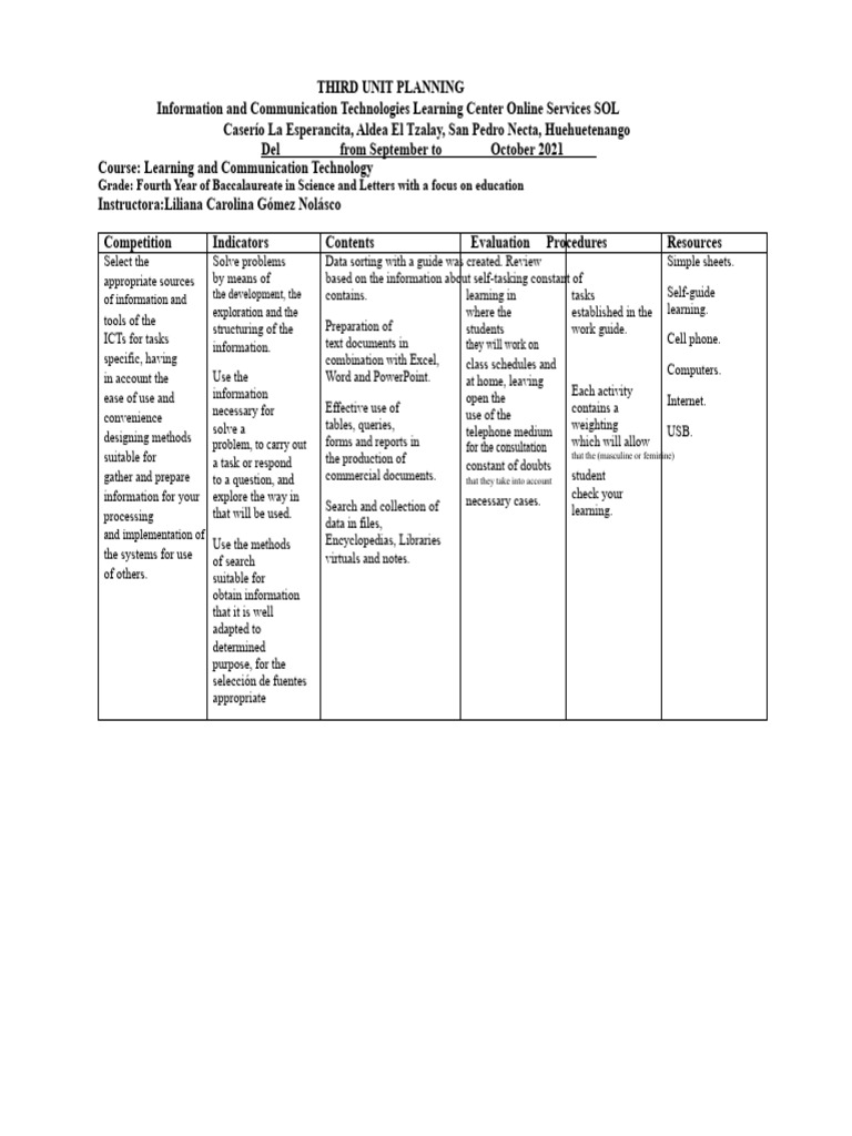 ICT Course Planning for Education | PDF | Information And ...