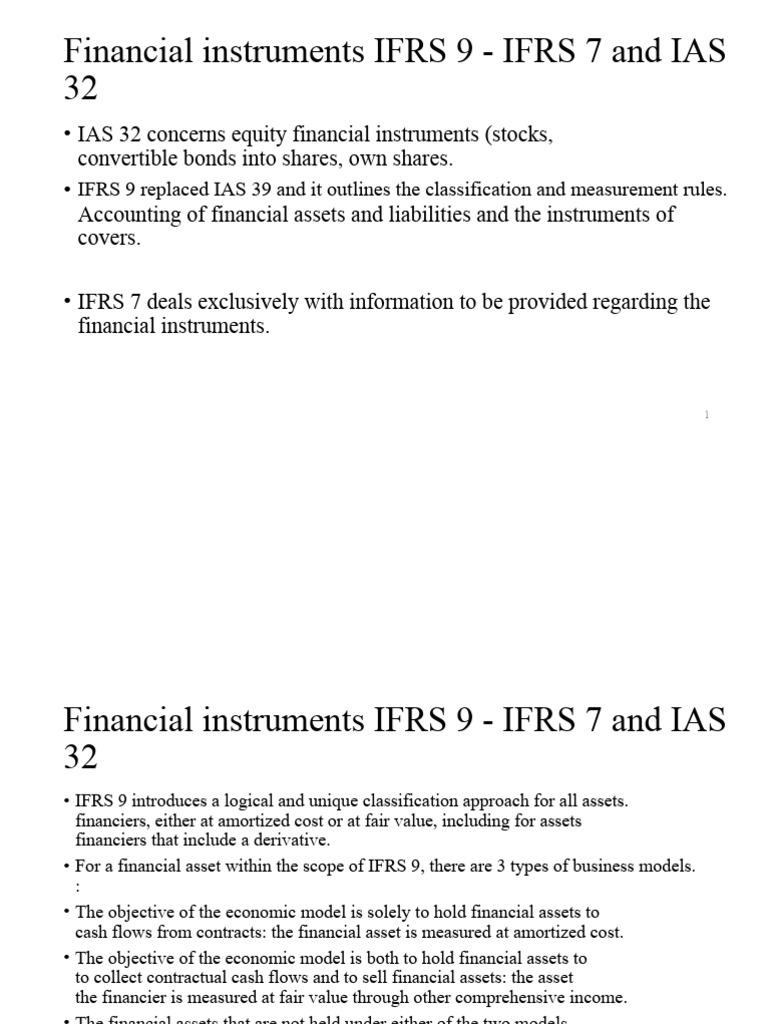 IFRS 9, 7, and 32: Financial Instruments Guide | PDF | Fair Value ...
