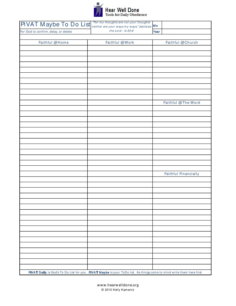 PiVAT Daily: God's To Do List | PDF | Self-Improvement