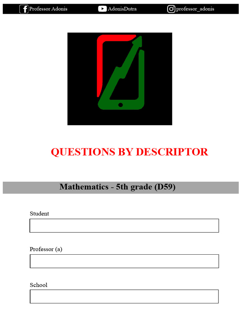 Descriptor 59 - Mathematics - 5th Grade (Blog of Prof. Adonis) | PDF ...