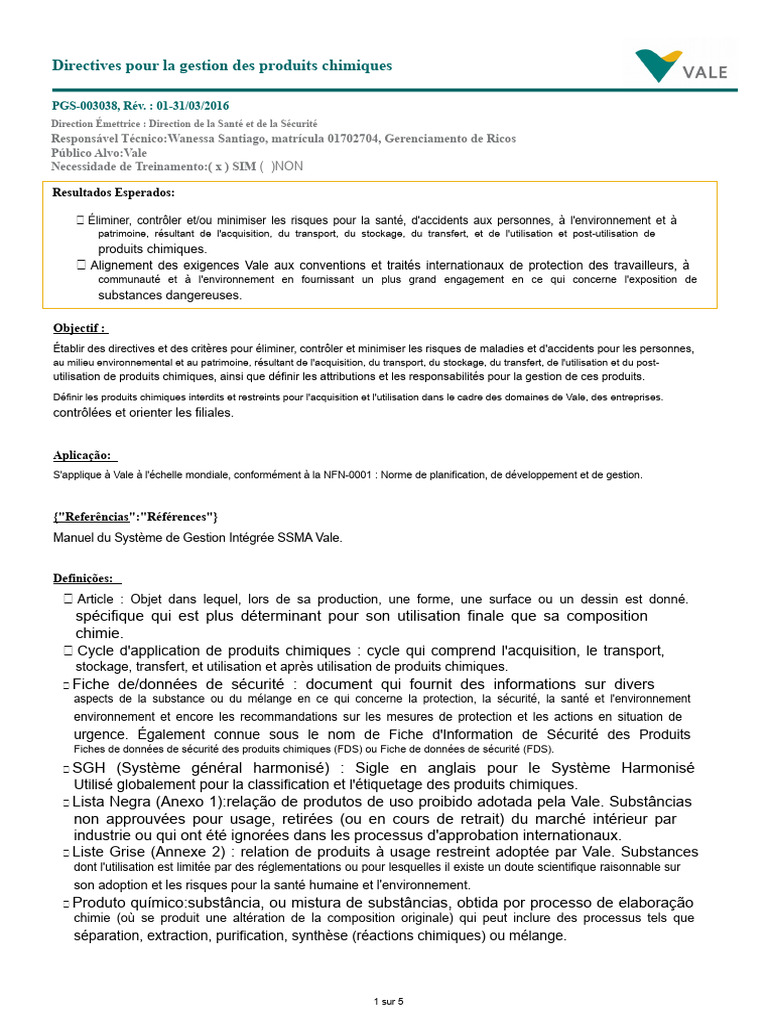 Gestion des Risques des Produits Chimiques | PDF | Substances chimiques ...