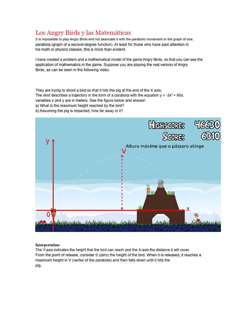 Angry Birds and Parabolic Motion Analysis | PDF | Projectiles | Mechanics