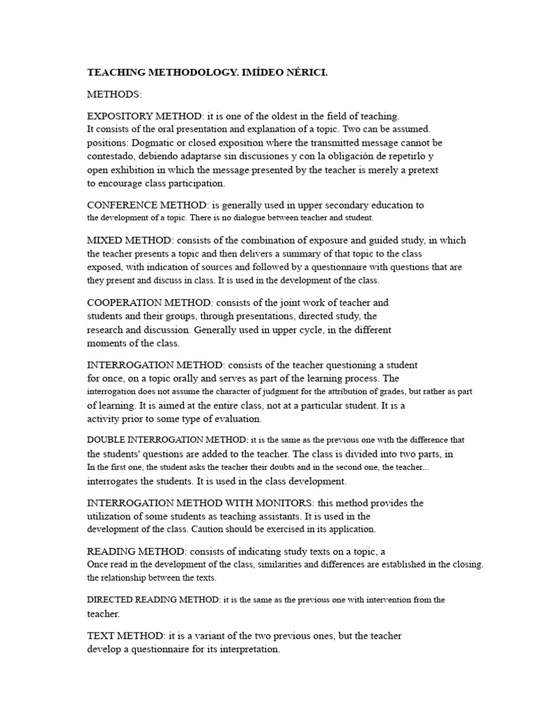 Teaching Methodologies Overview | PDF | Teachers | Teaching Method